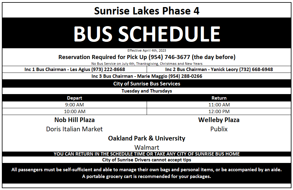 Bus Schedules For The Incs Sunrise Lakes Phase 4 Recreation District bus-schedules-for-the-incs-sunrise-lakes-phase-4-recreation-district